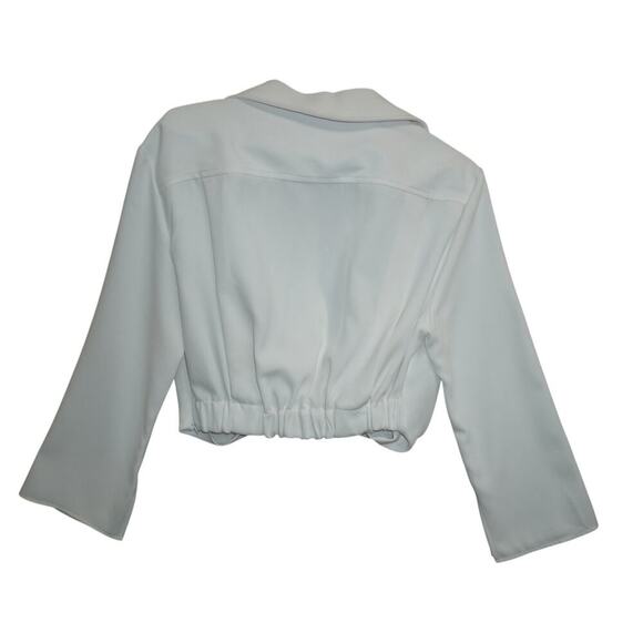 ZARA Women’s M White Draped Wrap Front Cropped Blouse Long Sleeve Made  Morocco - Picture 4 of 8